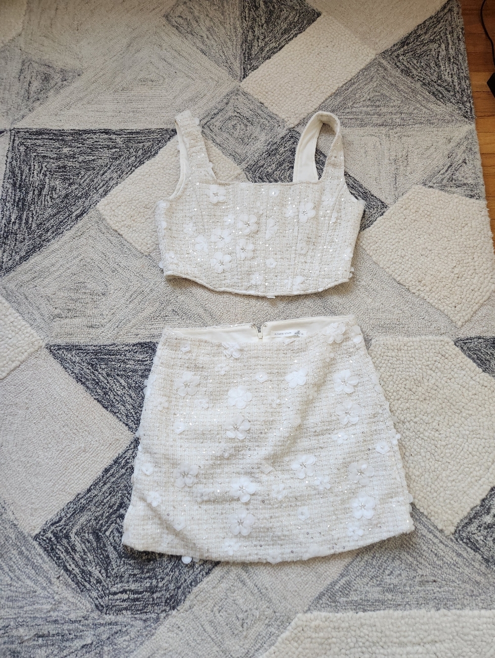 Altard State white floral corset skirt combo m/l